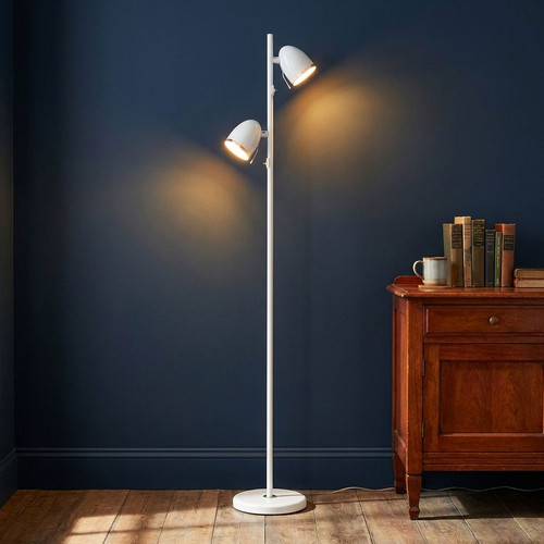Floor Lamp White 2 Light E27 25W 160cm Adjustable