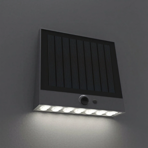 Solar Down Wall Light Black 1000lm 4000K IP54 With Sensor