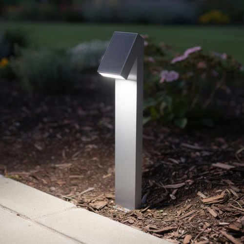 Solar Bollard Light Grey Aluminium 56cm 4000K 500lm IP65