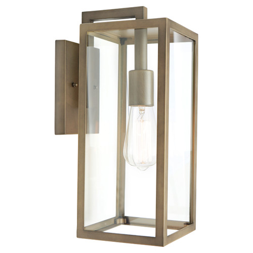 Wall Light Bronze Slim Rectangular Lantern Clear Glass E27 60W IP43