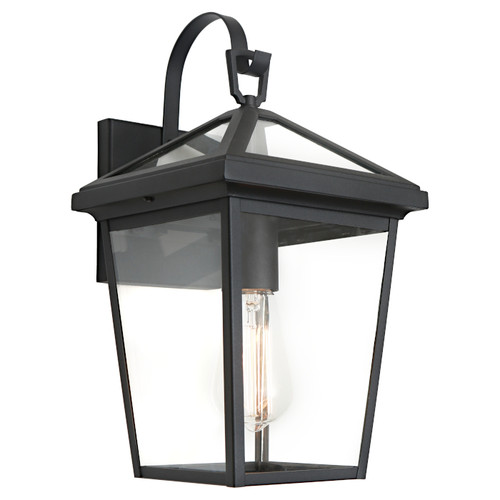 Wall Light Black Classic Coach Lantern Clear Glass E27 60W IP43