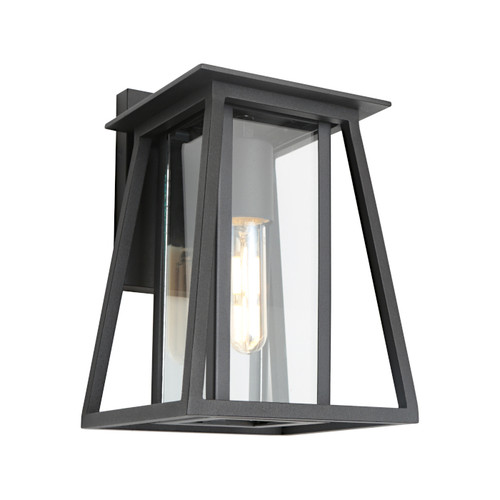 Wall Light Black Tapered Frame Lantern Clear Glass E27 60W IP43