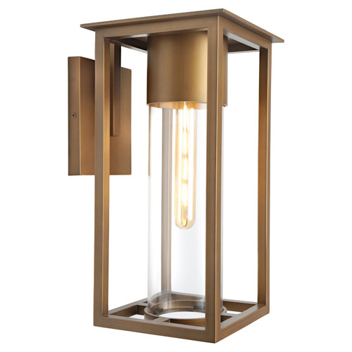 Wall Light Brass Tall Cylinder Glass Lantern E27 60W IP43