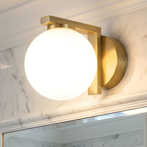 Wall Light Gold Opal Glass G9 10W IP44 Reversible