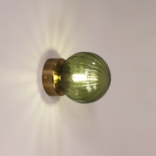 Wall Light Green Ribbed Glass G9 IP44