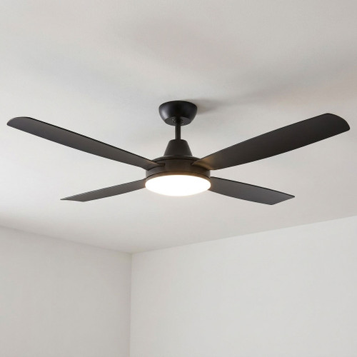 137cm 54-inch Black DC Ceiling Fan With Light WiFi Remote 4 Blade 35W