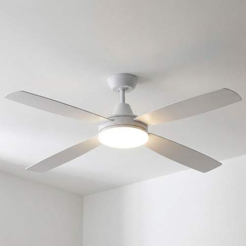 137cm 54-inch White DC Ceiling Fan With Light Remote 4 Blade 35W 6 Speed