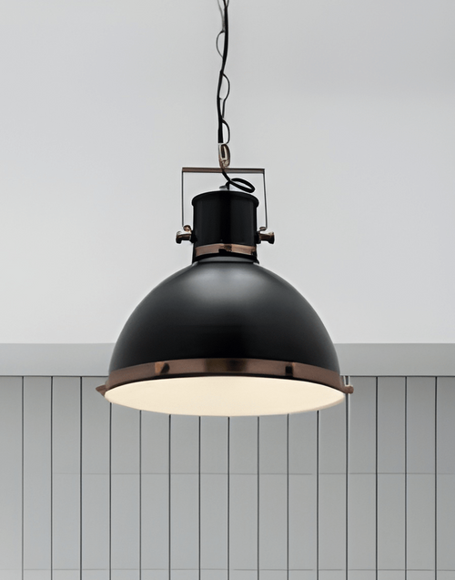 Pendant Light 40cm Black Metal E27 40W Adjustable Cord