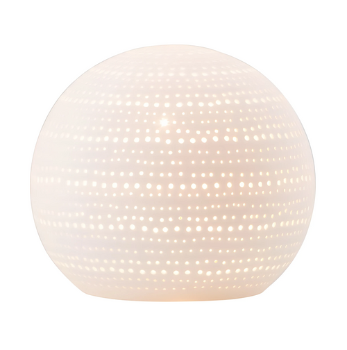 Ceramic Table Lamp 165mm White Perforated Sphere E14 25W