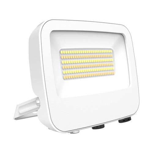 LED Flood Light White Aluminium 50W Adjustable Tri-CCT 6500lm IP65 IK08