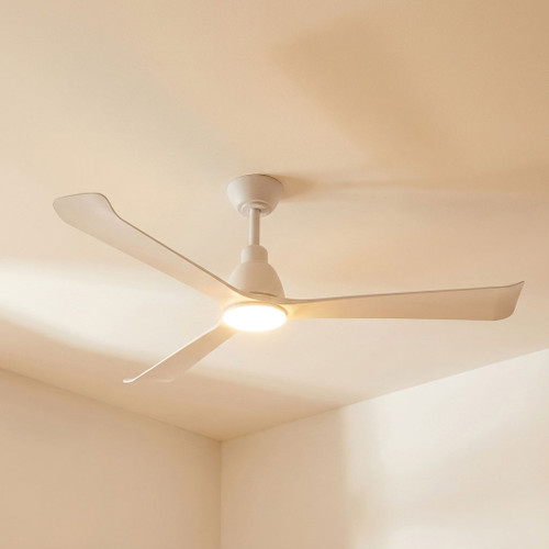 132cm 52-inch White DC Ceiling Fan With Light Smart Remote Ctrl 3 Blade 36W