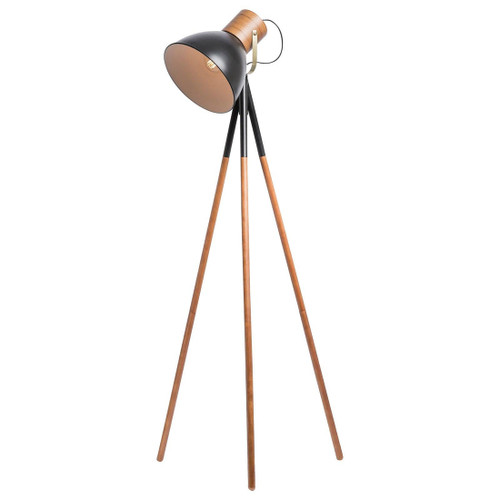 Floor Lamp Black Timber Tripod E27 40W 157cm