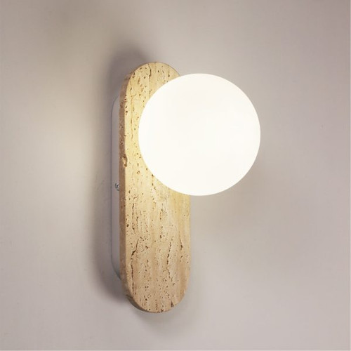 Wall Light Travertine Oval Opal Glass G9 4W 4000K 400lm IP44