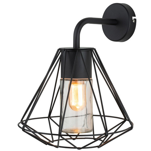 Wall Light Diamond Style Cage Black E27 60W IP44