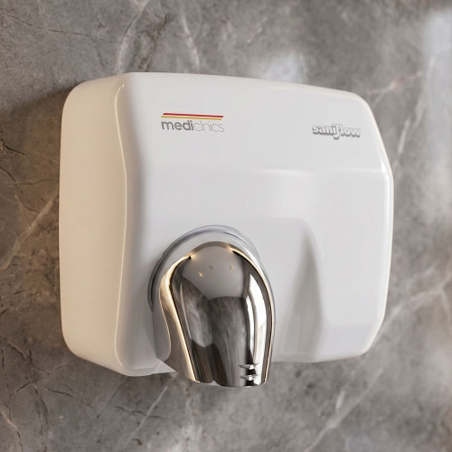Hand Dryer White Steel Sensor Operated 2250W 25cm