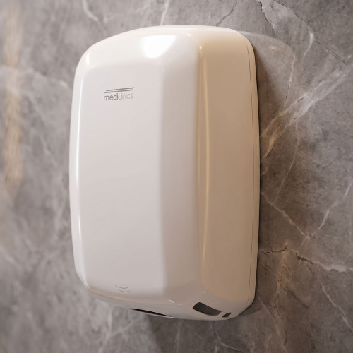Hand Dryer White Steel Sensor Operated With Filter 1500W 33cm