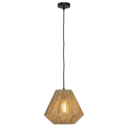 Pendant Light 30cm Brown Fabric-Rope E27 40W Adjustable Cord