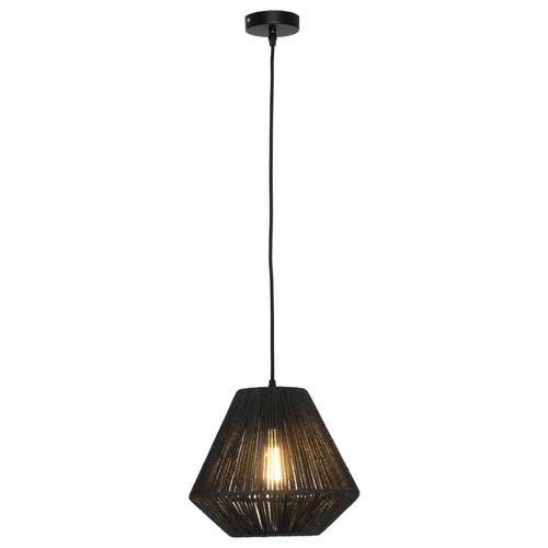 Pendant Light 30cm Black Fabric-Rope E27 40W Adjustable Cord