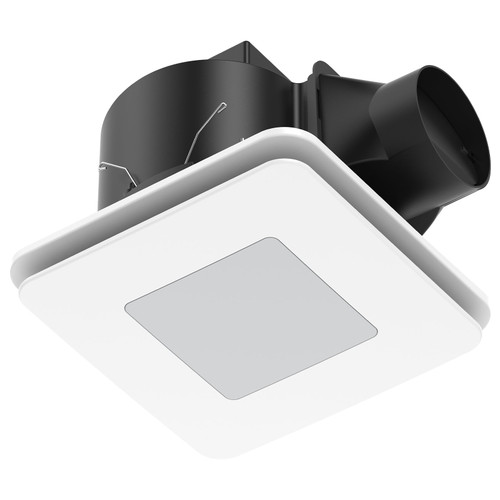 White DC Exhaust Fan Square 33cm 40W With 15W Tri-CCT 1100lm IPX4
