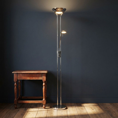 Mother and Child Floor Lamp Chrome 3000K 18W/5W 1600lm/450lm
