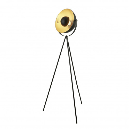Floor Lamp Black Gold Metal E27 60W Tripod 144cm