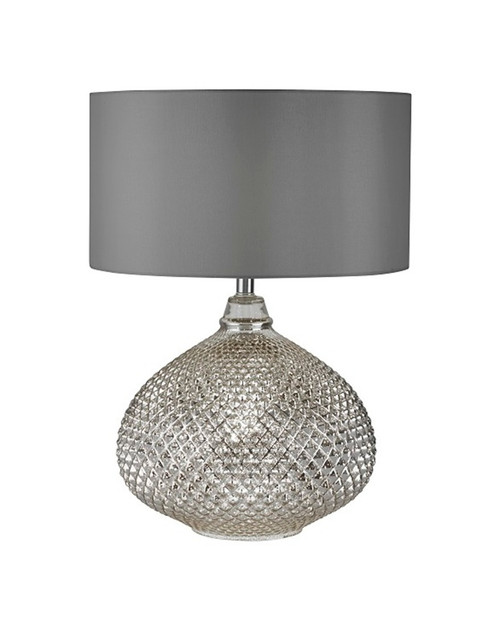 Table Lamp Silver Glass With Shade 2 Light E14 B22 60W
