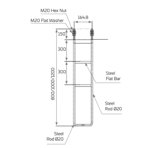 Foundation Cage For Solar Pedestrian Lights - Steel 120cm