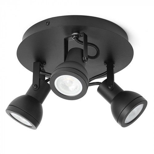 Ceiling Spotlights Black 3 Heads 10W Adjustable GU10 19cm