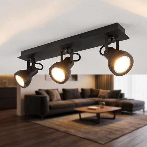 Ceiling Spotlights Black 3 Heads 10W Adjustable GU10 42cm