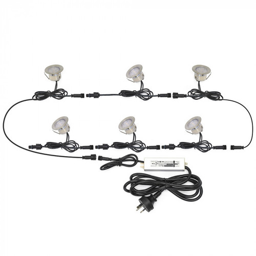 Ground Light Kit 12V 6 Light 1W LED IP67 3000K 5cm Round
