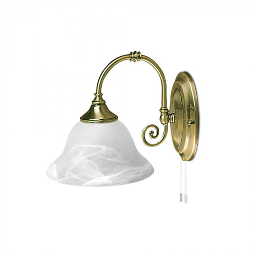 Wall Light Antique-Brass Alabaster Glass 60W E27 19cm