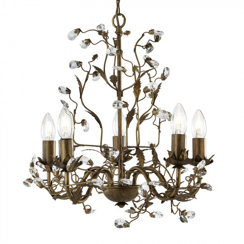 Pendant Light 45cm Brass Crystal Leaf E14 40W Adjustable Cord