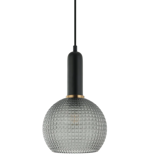 Pendant Light 20cm Smoke Textured Glass E27 72W Adjustable Cord