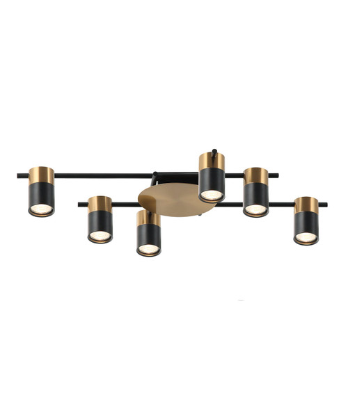 Ceiling Spotlights Black/Brass 6 Heads 35W Adjustable GU10 IP20 72cm