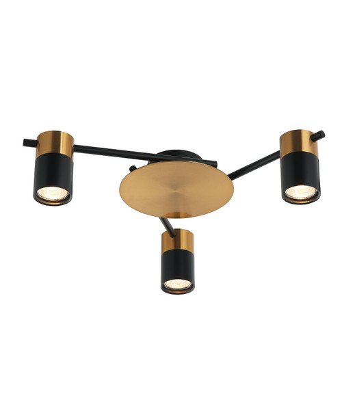 Ceiling Spotlights Black/Brass 3 Heads 35W Adjustable GU10 IP20 51cm