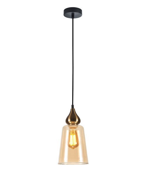 Pendant Light 16cm Amber Glass E27 72W Adjustable Cord