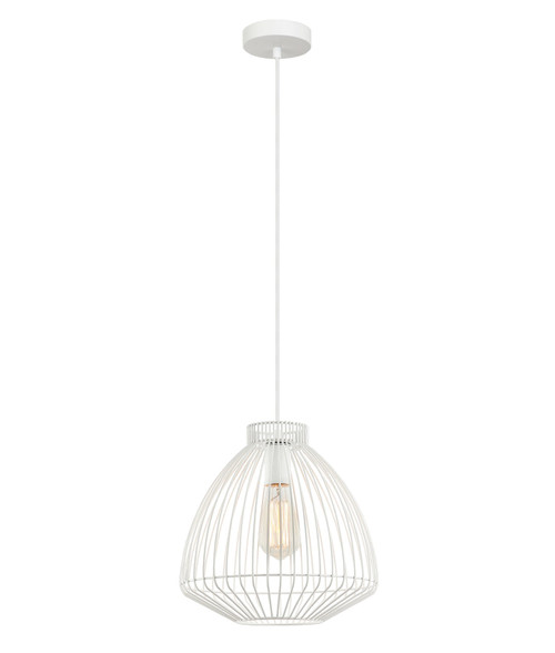 Pendant Light 30cm White Iron Wire Cage E27 72W Adjustable Cord