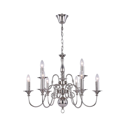 Chandelier 70cm Nickel Metal E14 40W 9-Light Adjustable