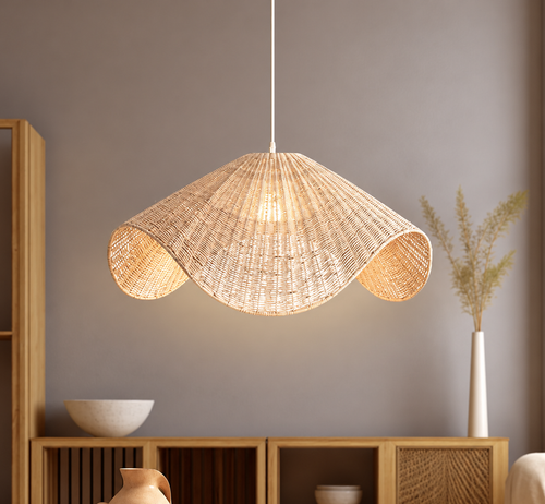 Pendant Light 60cm Natural Rattan E27 60W Adjustable Cord