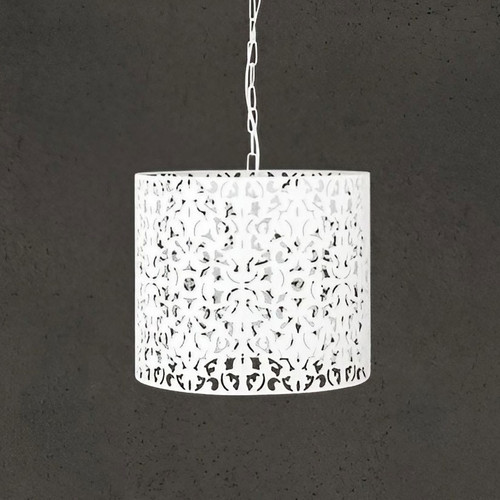 Pendant White Wrought Metal, Stunning Cutout Rustic 35