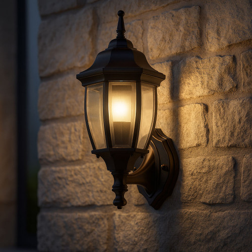 Period Up Exterior Wall Light Black