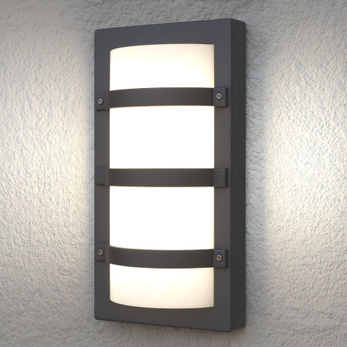 Marine Grade Vandal Resistant Wall Light 240V E27 60W IP65 IK10 32cm Graphite