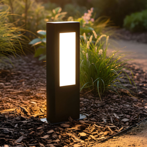 Marine Grade Black 30cm LED Outdoor Bollard Light Rectangular