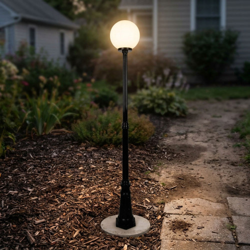 Contemporary 30cm Sphere Tall Post - Black Finish E27 Made In Italy