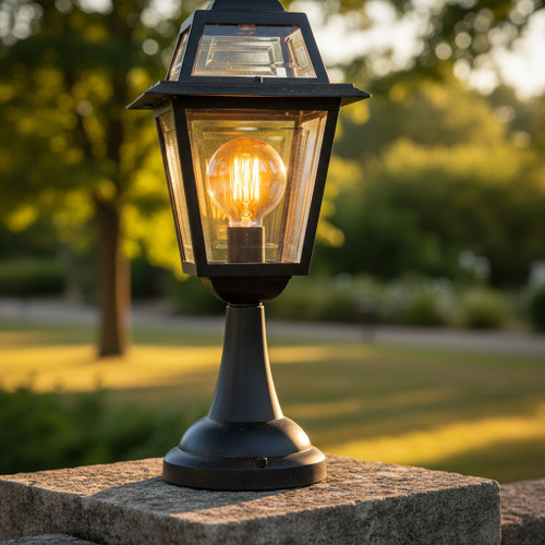 Neoclassic Pillar Mount Light Black Finish B22 Made In Italy