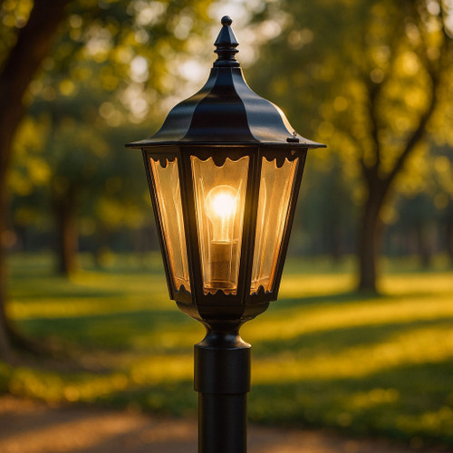 Baroque Post Top Light Black Finish B22 Made In Italy