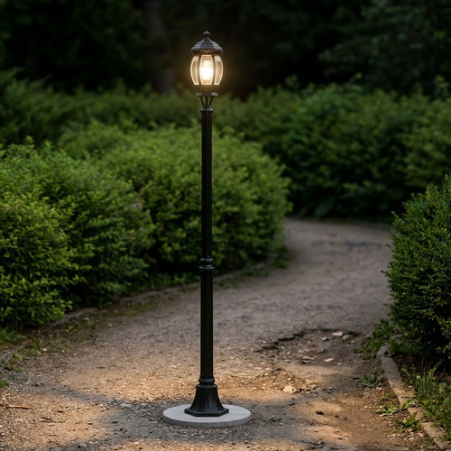 Period Single Head Medium Post Light - Black Finish B22 Made In Italy