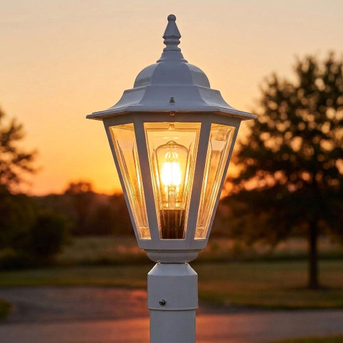 Colonial Post Top White Finish B22 Made In Italy