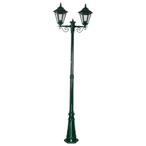 Turin Twin Head Tall Post Light - Green Finish / B22