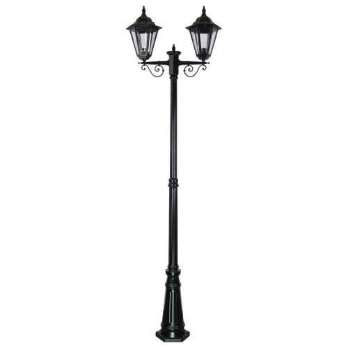 Turin Twin Head Tall Post Light - Black Finish / B22